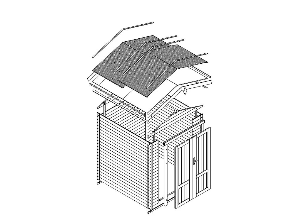 Abri de Jardin en Bois - 186x196xH218 cm / 2.82 m² - M320F1