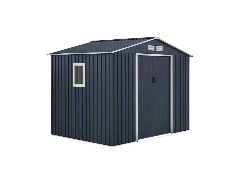 Abri de jardin en métal 5,29 m² - Kit d'ancrage inclus - Gris anthracite