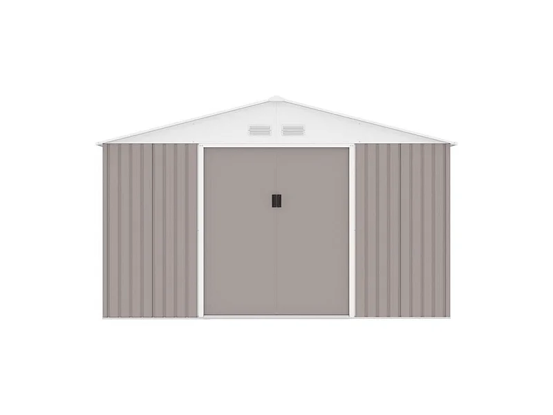 Abri de jardin en métal 12,28 m² - Kit d'ancrage inclus - Taupe