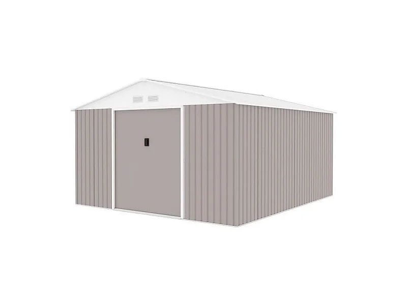 Abri de jardin en métal 12,28 m² - Kit d'ancrage inclus - Taupe