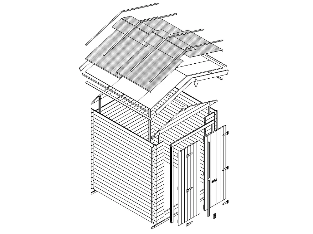 Abri de Jardin en Bois - 206x216xH218 cm / 3.53 m² - M343C1