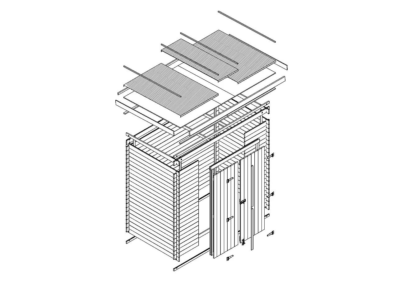 Abri de Jardin en Bois - 142x204xH200 cm / 2.22 m² - M311C1