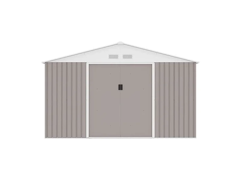 Abri de jardin en métal 10,2 m² - Kit d'ancrage inclus - Taupe
