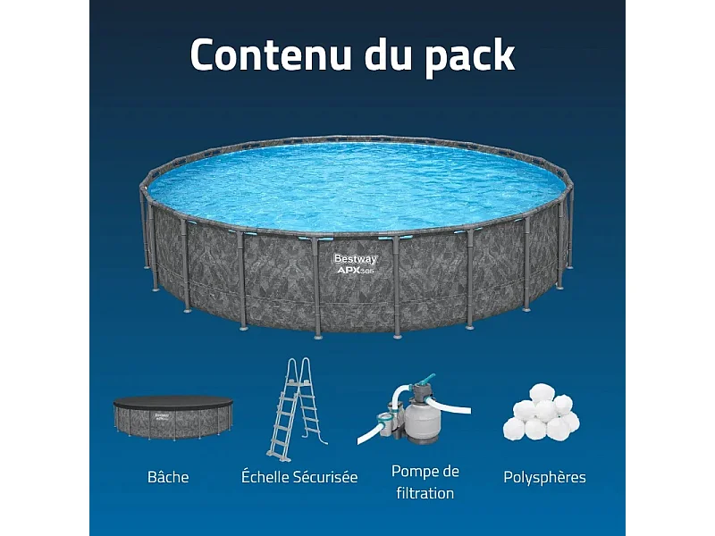Piscine tubulaire ronde Bestway APX 365 6,10 x 1,32 m + Filtration + Accessoires