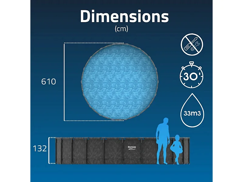 Piscine tubulaire ronde Bestway APX 365 6,10 x 1,32 m + Filtration + Accessoires