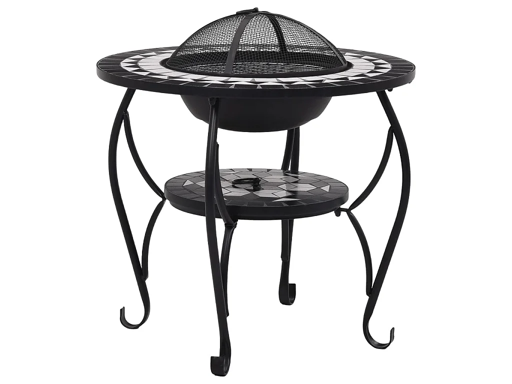 Table de foyer mosaïque Noir et blanc 68 cm Céramique