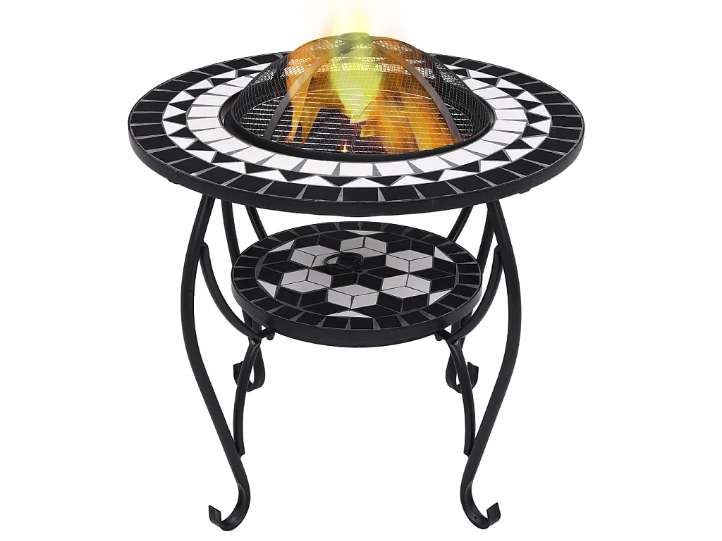 Table de foyer mosaïque Noir et blanc 68 cm Céramique