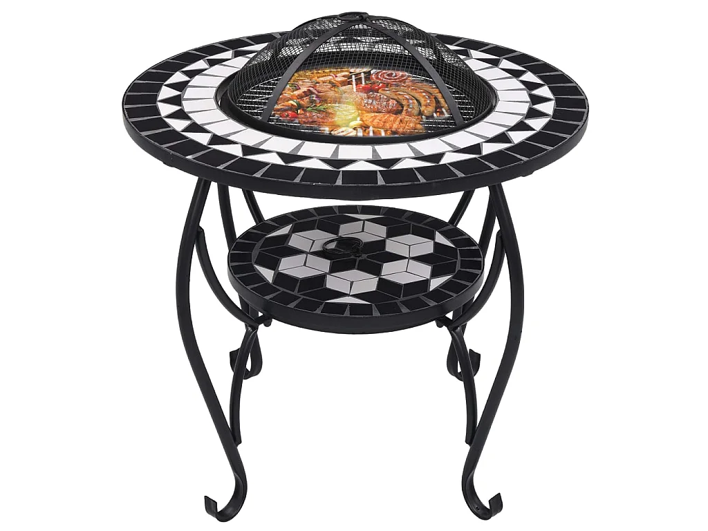 Table de foyer mosaïque Noir et blanc 68 cm Céramique