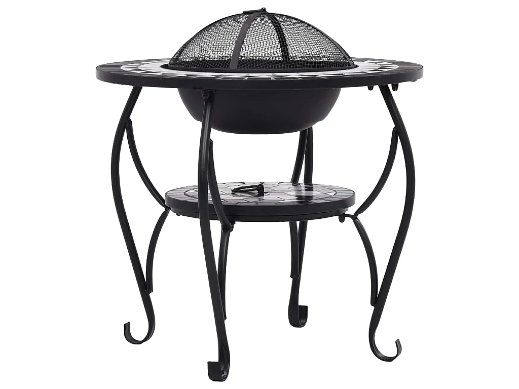 Table de foyer mosaïque Noir et blanc 68 cm Céramique