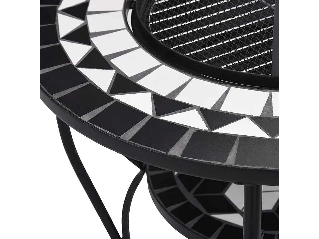 Table de foyer mosaïque Noir et blanc 68 cm Céramique
