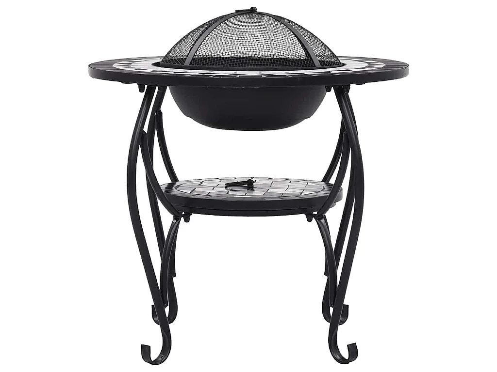 Mesa braseira em mosaico 68 cm cerâmica preto e branco
