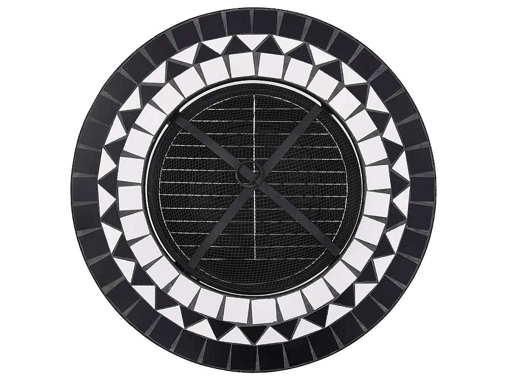 Mesa braseira em mosaico 68 cm cerâmica preto e branco