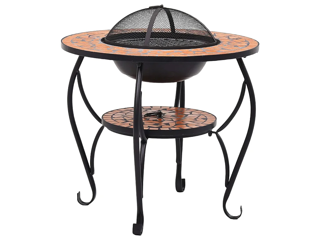 Vuurtafel mozaïek 68 cm keramiek terracottakleurig
