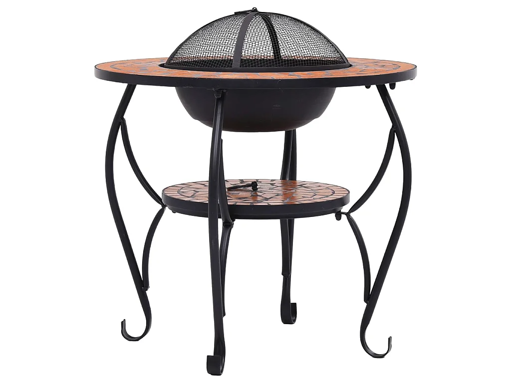 Vuurtafel mozaïek 68 cm keramiek terracottakleurig