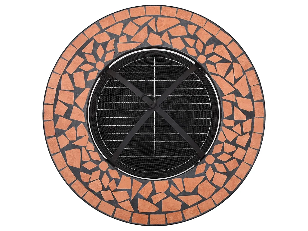 Vuurtafel mozaïek 68 cm keramiek terracottakleurig