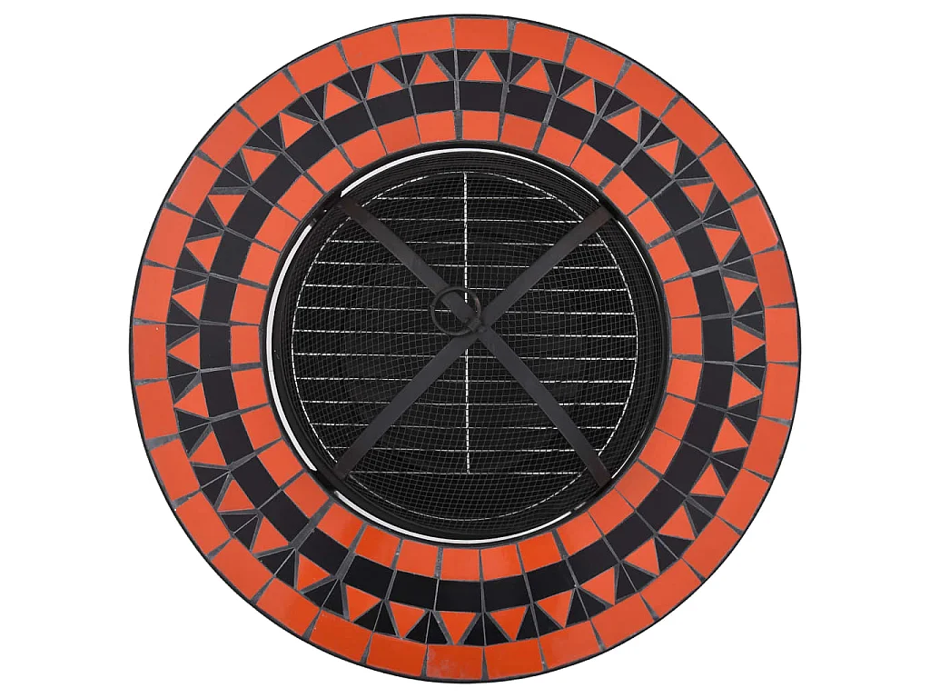 Vuurtafel mozaïek 68 cm keramiek terracottakleurig en wit