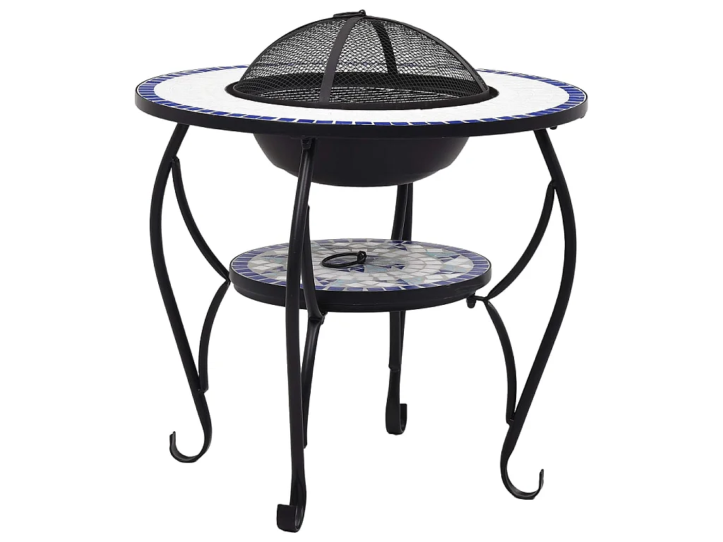 Table de foyer mosaïque Bleu et blanc 68 cm Céramique