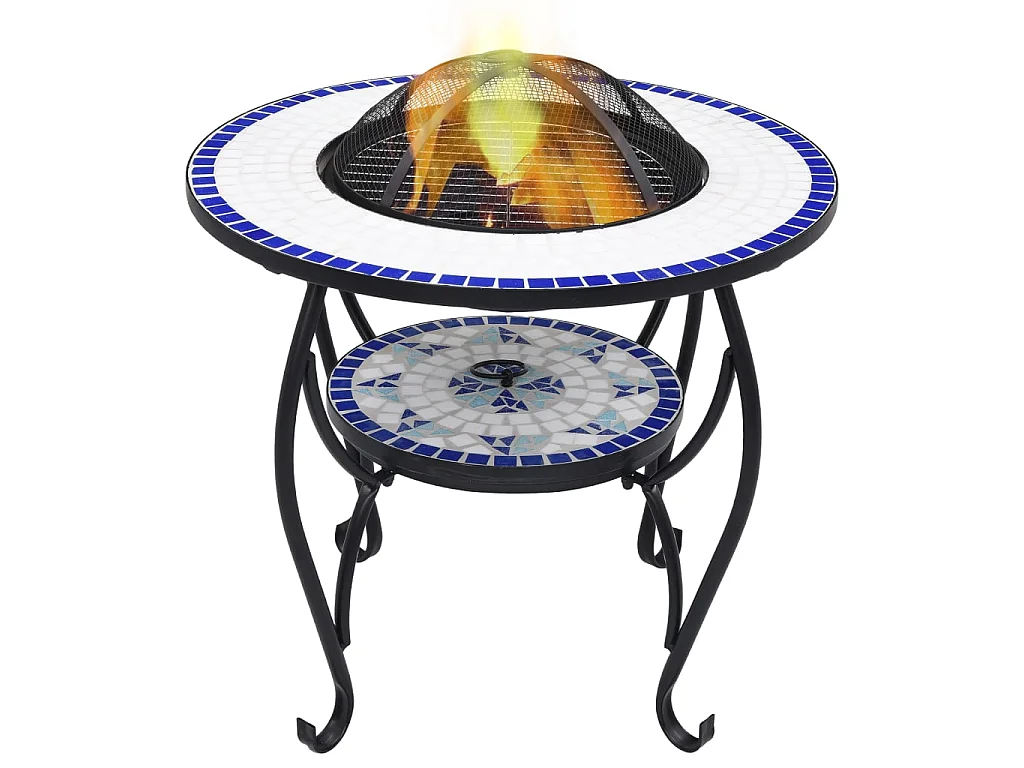 Table de foyer mosaïque Bleu et blanc 68 cm Céramique