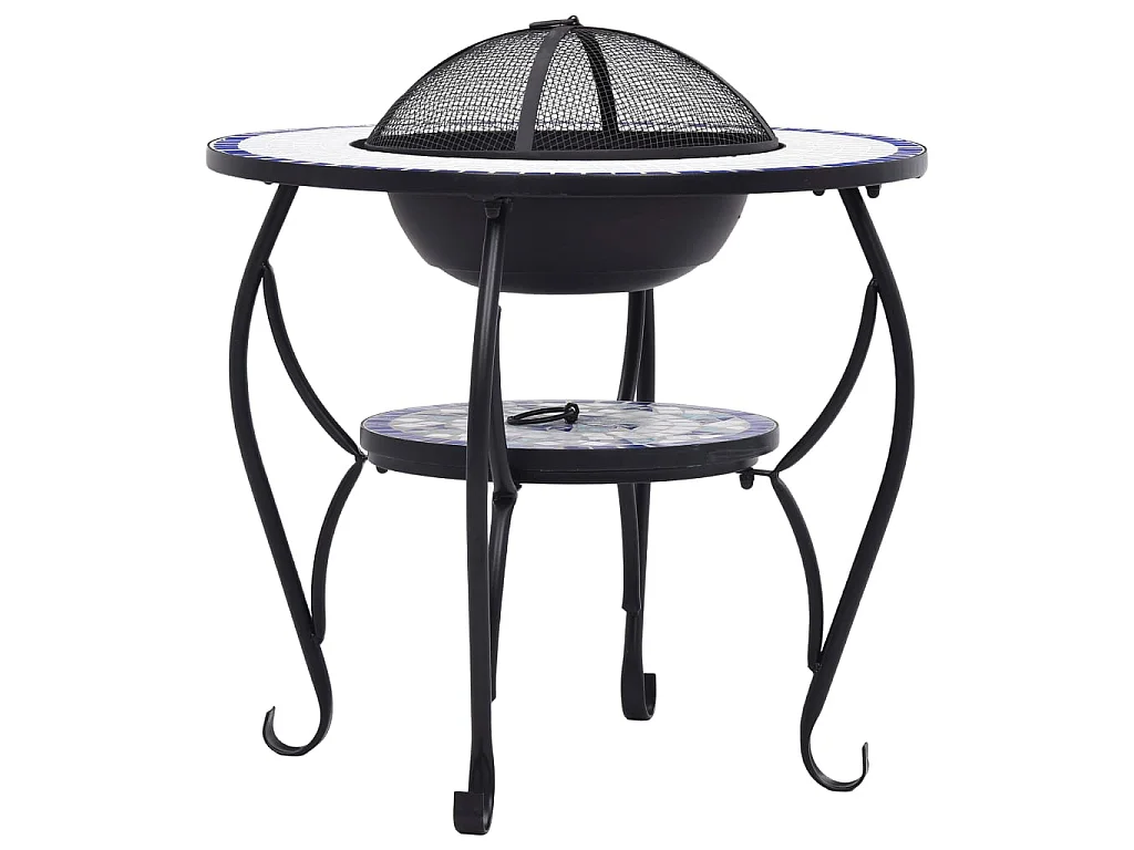 Table de foyer mosaïque Bleu et blanc 68 cm Céramique