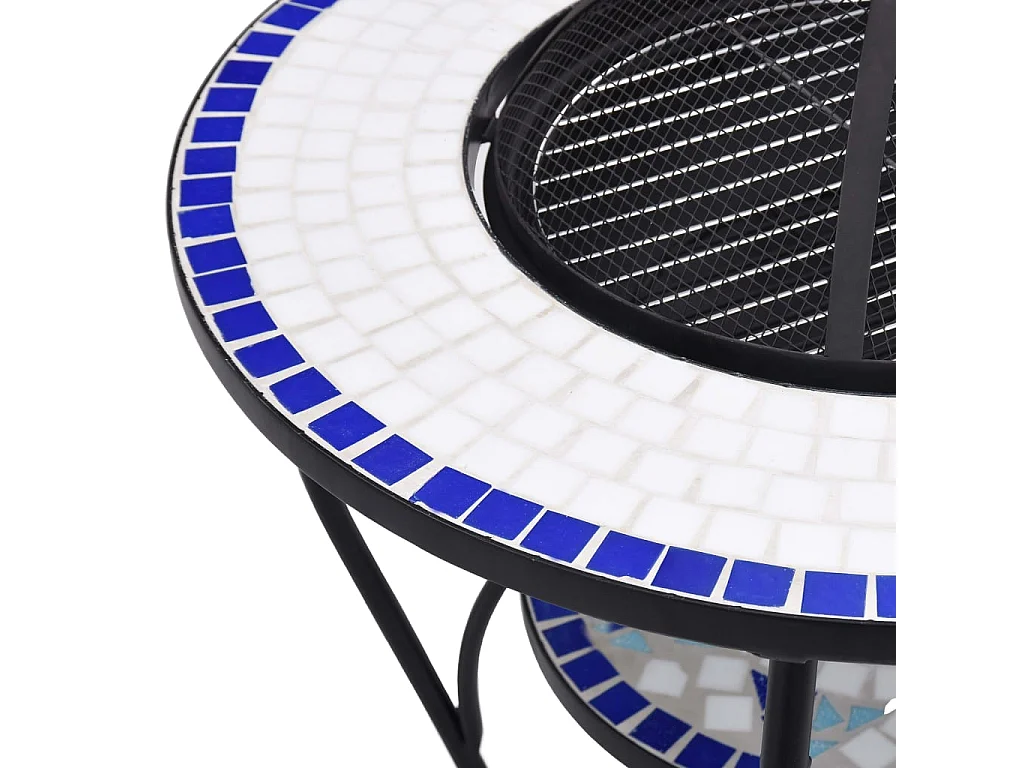 Table de foyer mosaïque Bleu et blanc 68 cm Céramique