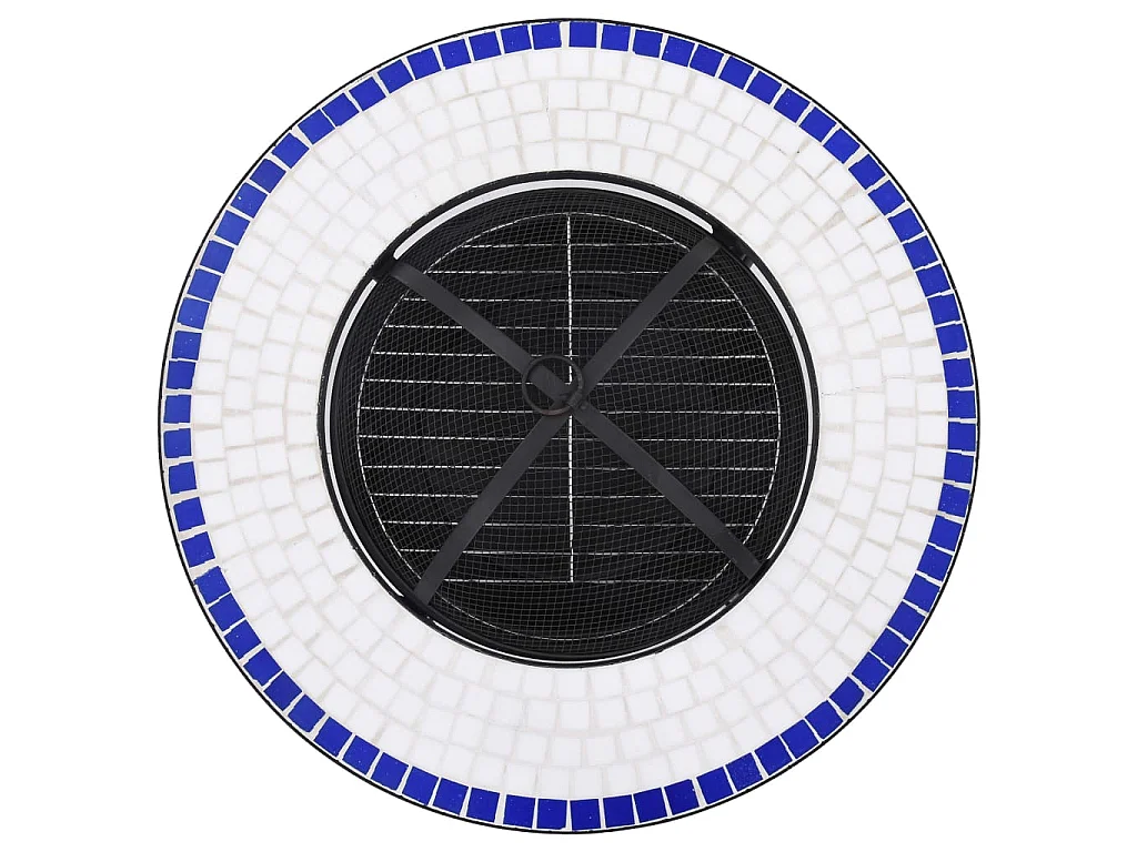 Table de foyer mosaïque Bleu et blanc 68 cm Céramique