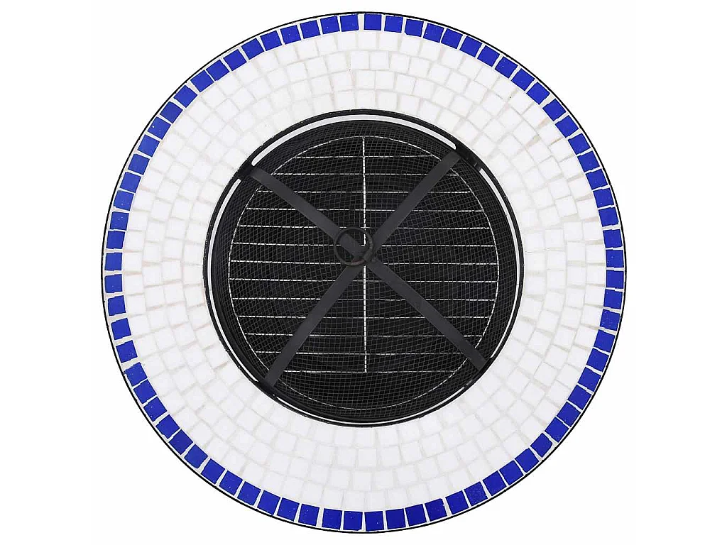 Table de foyer mosaïque Bleu et blanc 68 cm Céramique