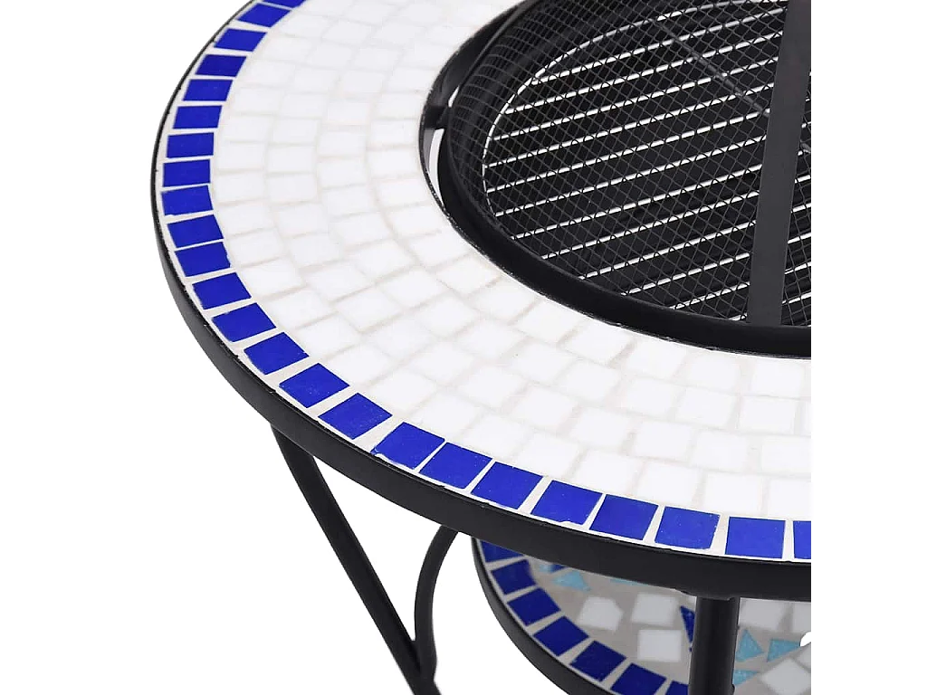 Table de foyer mosaïque Bleu et blanc 68 cm Céramique