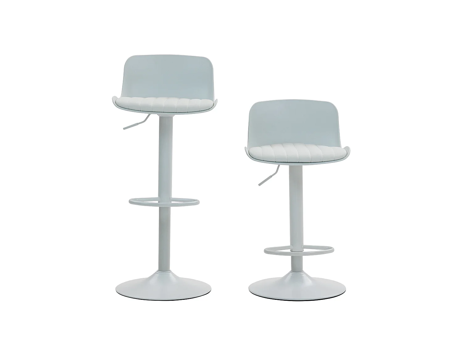 Lot de 2 tabourets de bar blanc pivotants réglables hauteur - Dossier en plastique