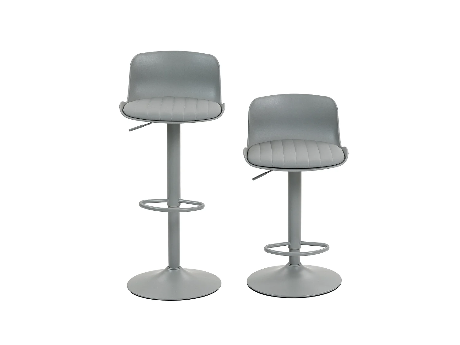 Lot de 2 tabourets de bar gris pivotants réglables hauteur - Dossier en plastique
