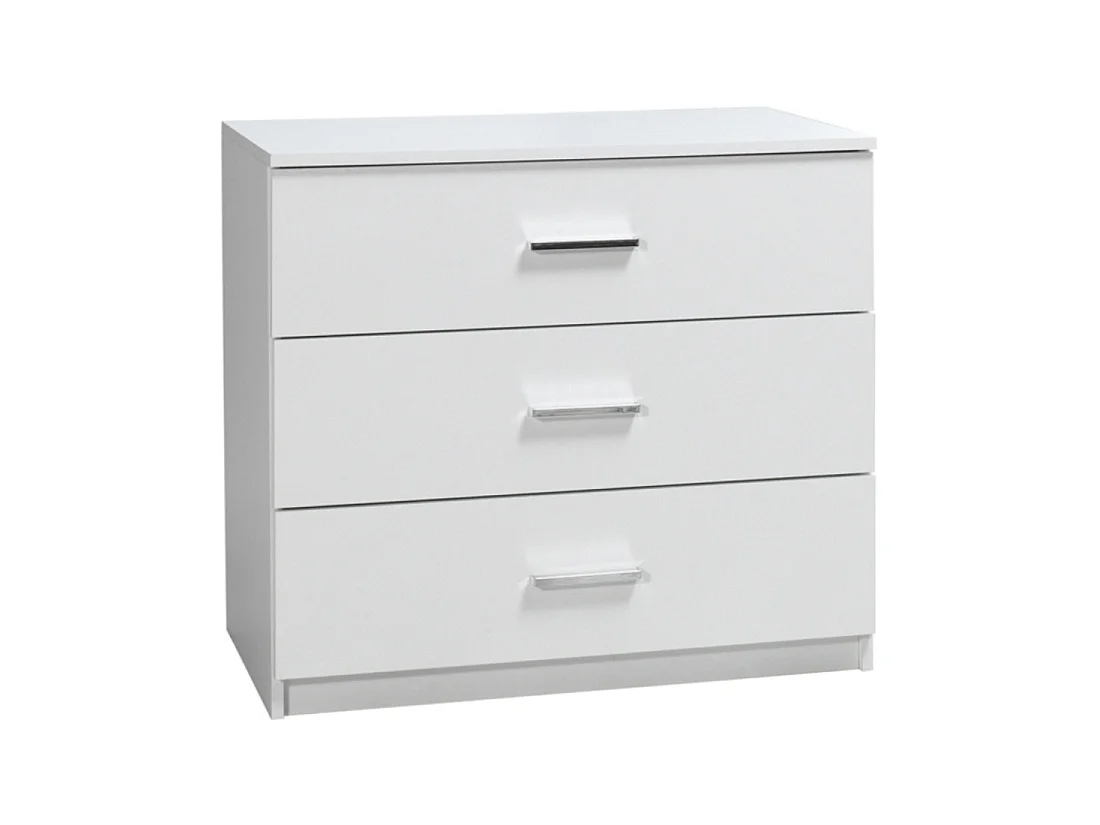 Chambre complète PANAREA avec lit coffre 160 x 200 cm, armoire LED, commode et chevets – Blanc brillant finition chrome