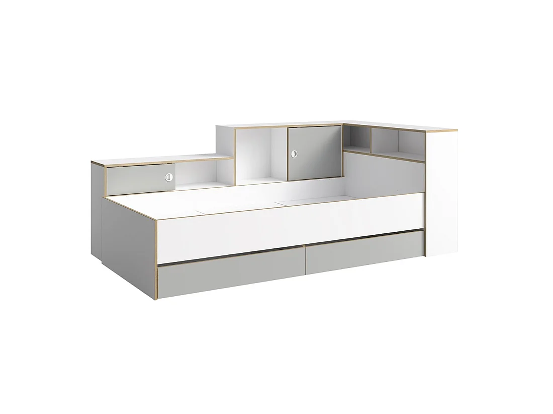 Chambre enfant complète ELYO – Bureau + Lit + Armoire avec bibliothèque