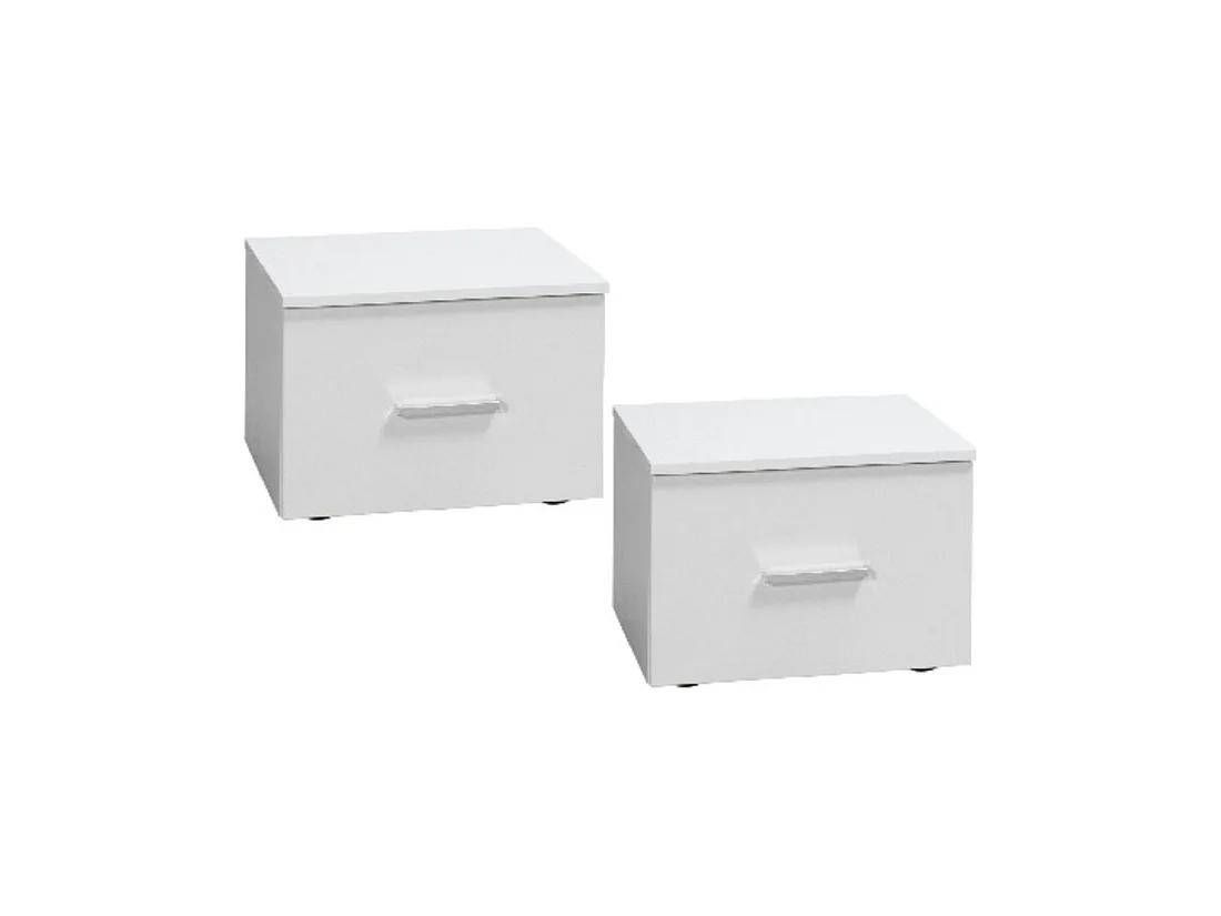 Chambre complète PANAREA avec armoire, lit 180 x 200 cm, commode et chevets – Blanc brillant finition chrome