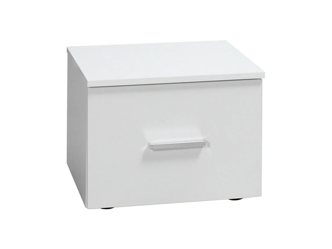 Chambre complète PANAREA avec armoire, lit 180 x 200 cm, commode et chevets – Blanc brillant finition chrome