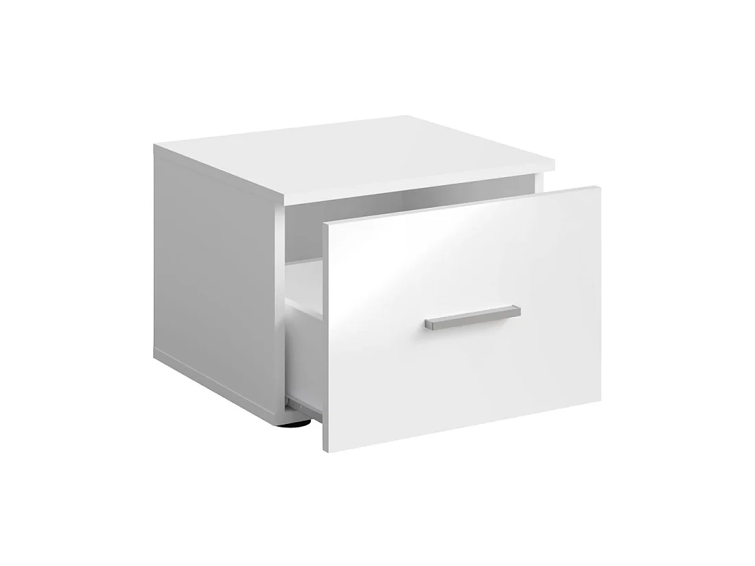 Chambre complète PANAREA avec armoire, lit 180 x 200 cm, commode et chevets – Blanc brillant finition chrome