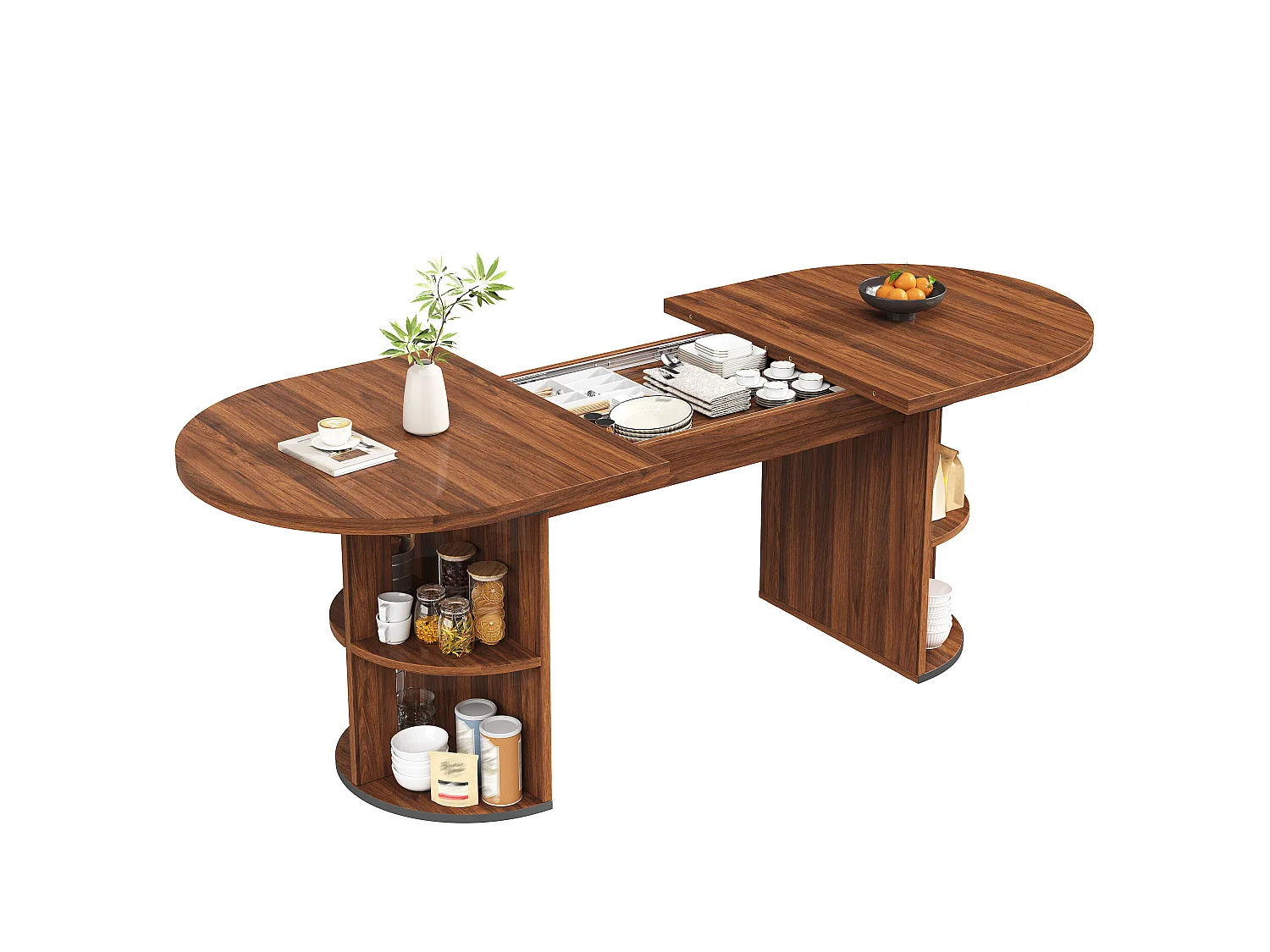 Table à Manger Extensible 120-160x80cm - avec un espace de rangement dissimulé - bureau épaissi - Marron