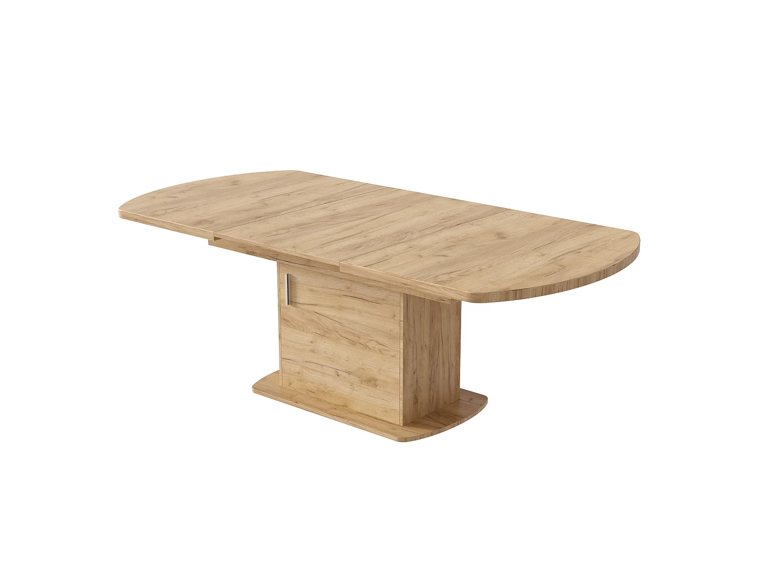 Ausziehbarer ovaler Esstisch - 140/200x80x75 cm - mit Stauraum - Spanplatten - Natur