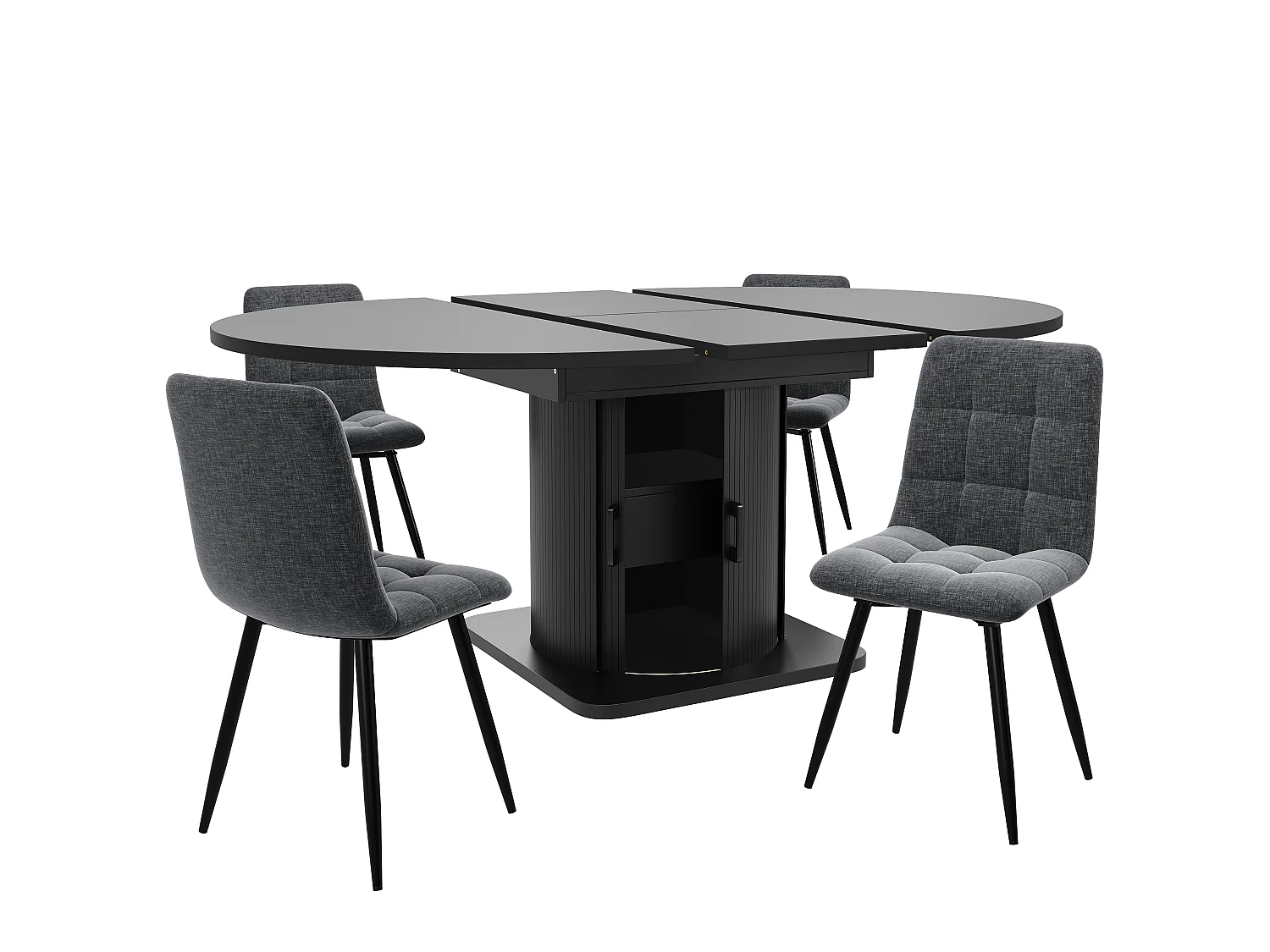 Uitschuifbare eettafel 118-158 x 118 cm voor 6 personen met lade - Zwart