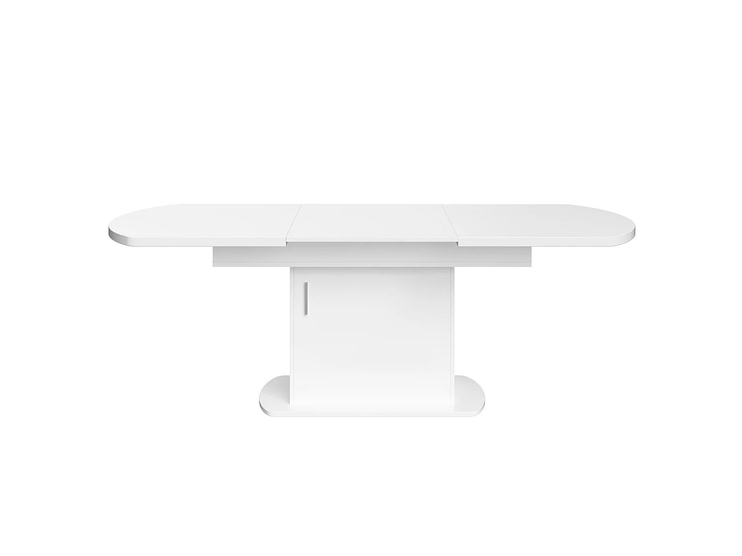 Ausziehbarer ovaler Esstisch - 140/200x80x75 cm - mit Stauraum - Spanplatten - Weiß