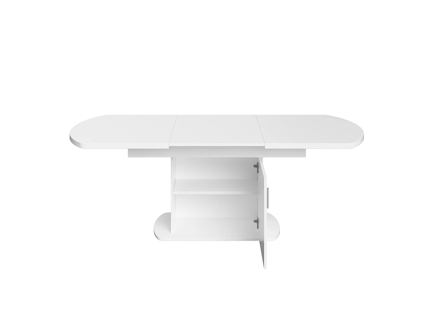 Ausziehbarer ovaler Esstisch - 140/200x80x75 cm - mit Stauraum - Spanplatten - Weiß