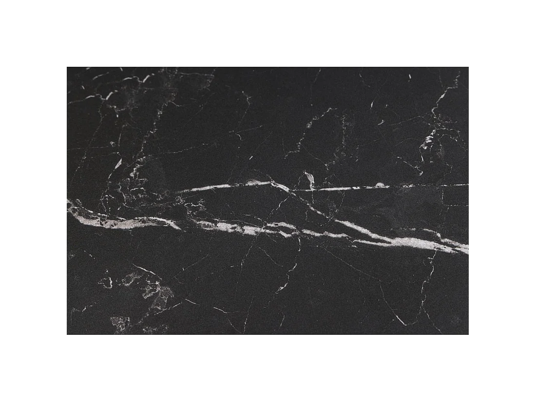 Table basse VELENA 100 cm effet marbre noir en pierre frittée – Pieds galbés argentés
