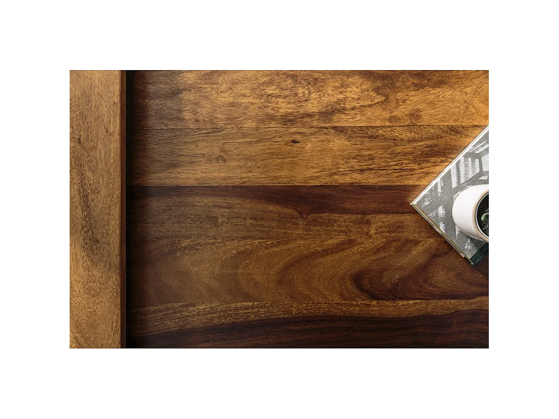 Mesas bajas apilables VORTEX de madera maciza Sheesham y metal negro – lote de 2 mesas diseño industrial