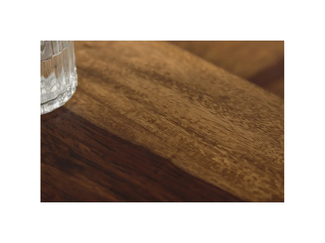 Mesas bajas apilables VORTEX de madera maciza Sheesham y metal negro – lote de 2 mesas diseño industrial