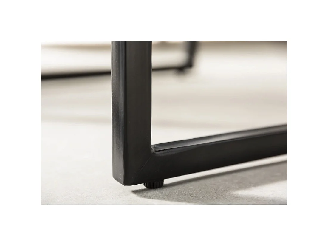 Mesas bajas apilables VORTEX de madera maciza Sheesham y metal negro – lote de 2 mesas diseño industrial