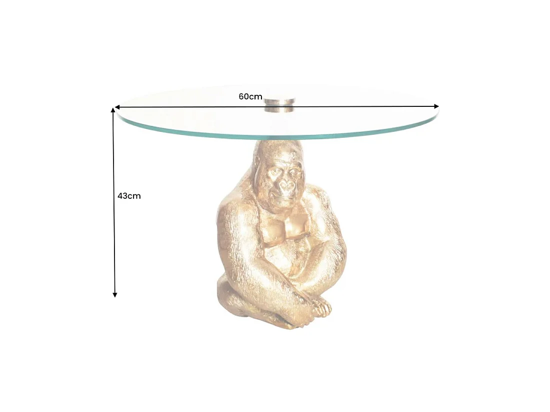 Table basse GORILOX ronde 60 cm en aluminium doré et verre trempé