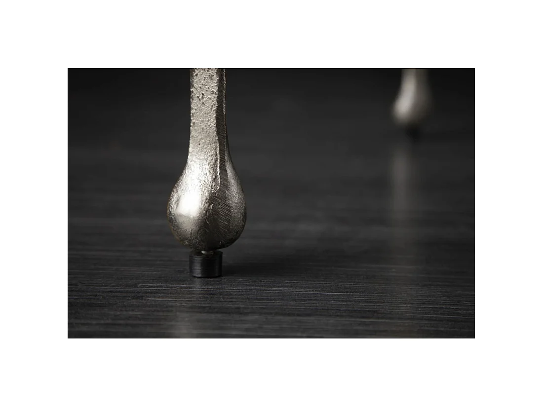 Table basse LAGUNA 46 cm argentée effet métal fondu design contemporain