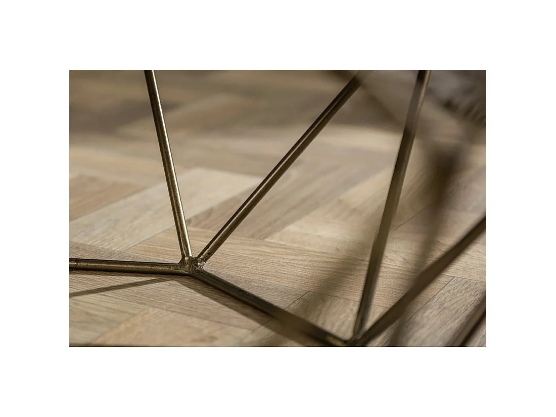 Couchtisch NEXORA 70 cm aus grünem Marmor und Eisen mit Messing-Finish im geometrischen Design