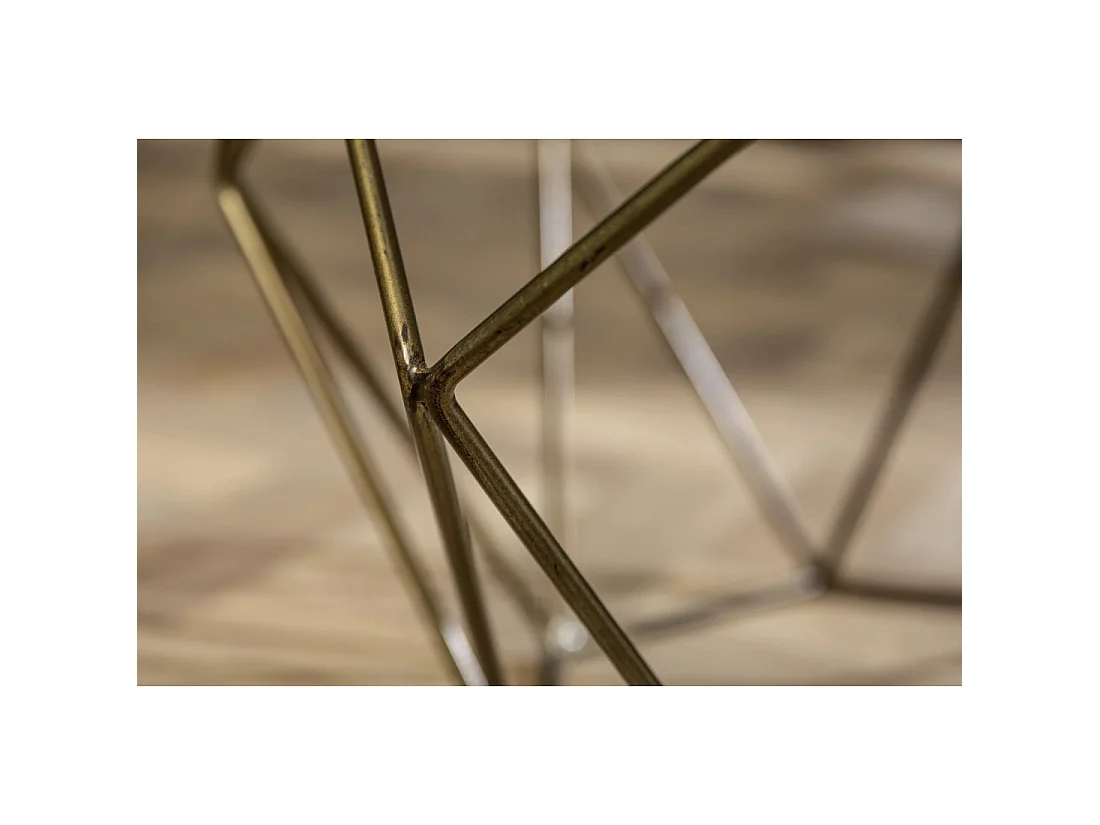 Couchtisch NEXORA 70 cm aus grünem Marmor und Eisen mit Messing-Finish im geometrischen Design