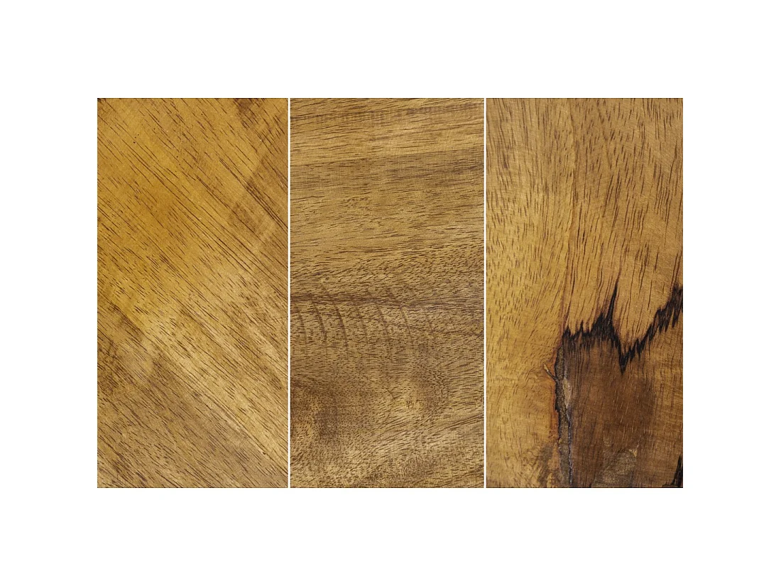 Couchtisch NEXORA 70 cm aus massivem Mangoholz und schwarzem Eisen im geometrischen Design