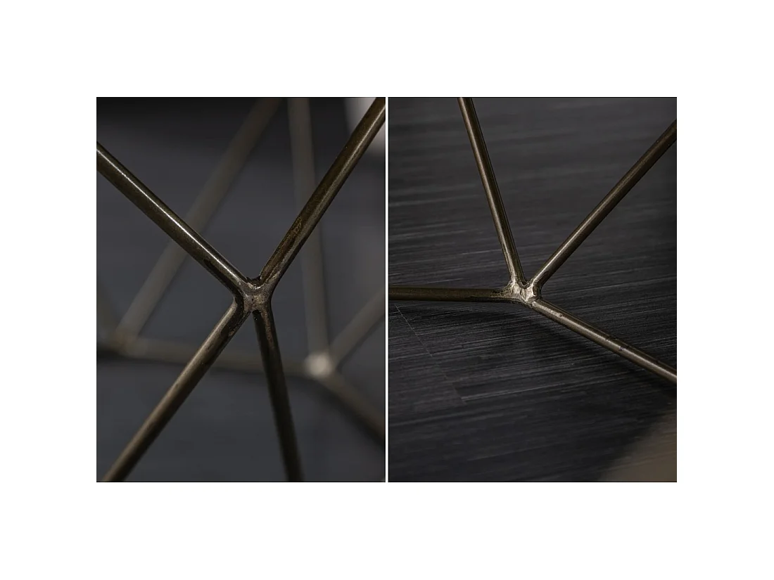 Couchtisch NEXORA 70 cm aus massivem Mangoholz und schwarzem Eisen im geometrischen Design