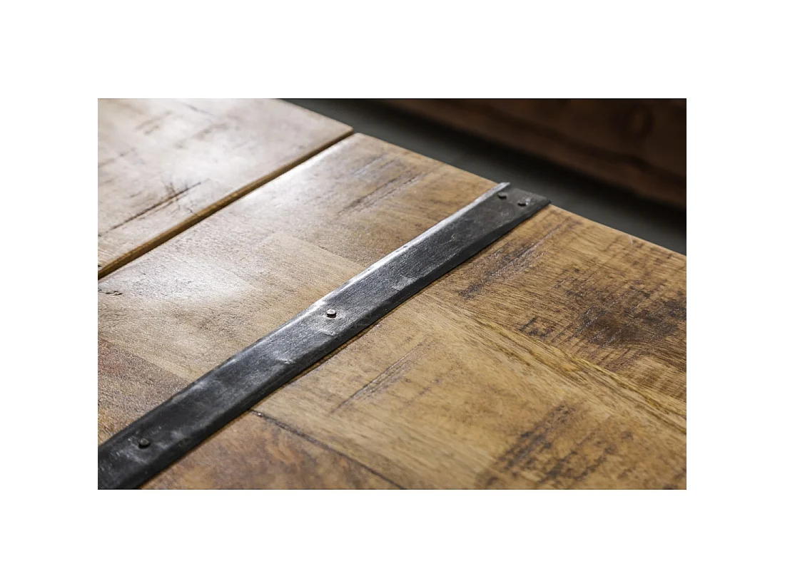 Mesa de centro cofre TRESORO 100 cm en madera de mango macizo con almacenamiento para botellas